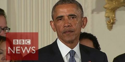 President Obama tears up during gun control speech - BBC News