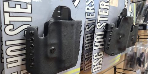 Handgun holsters on sale at a Virginia gun store in July 2022