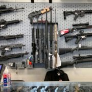 Firearms are displayed at a gun shop in Salem in 2021. An Oregon judge has entered the final order striking down a gun control law that was narrowly approved by voters in 2022.