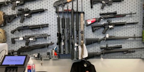 Firearms are displayed at a gun shop in Salem in 2021. An Oregon judge has entered the final order striking down a gun control law that was narrowly approved by voters in 2022.